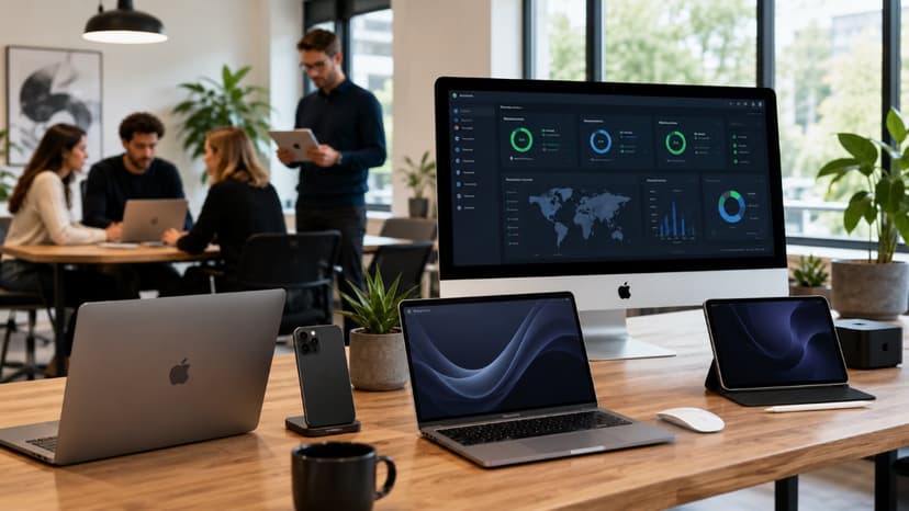 Apple devices managed in modern business office
