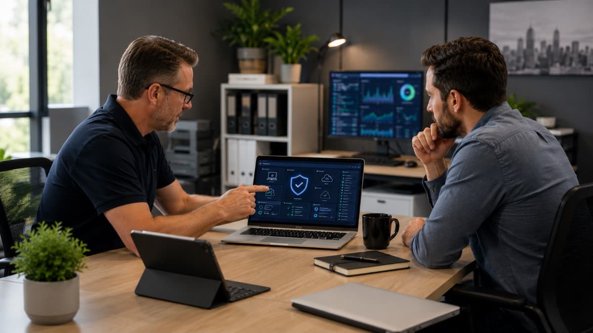 Business owner reviewing endpoint security deployment strategy