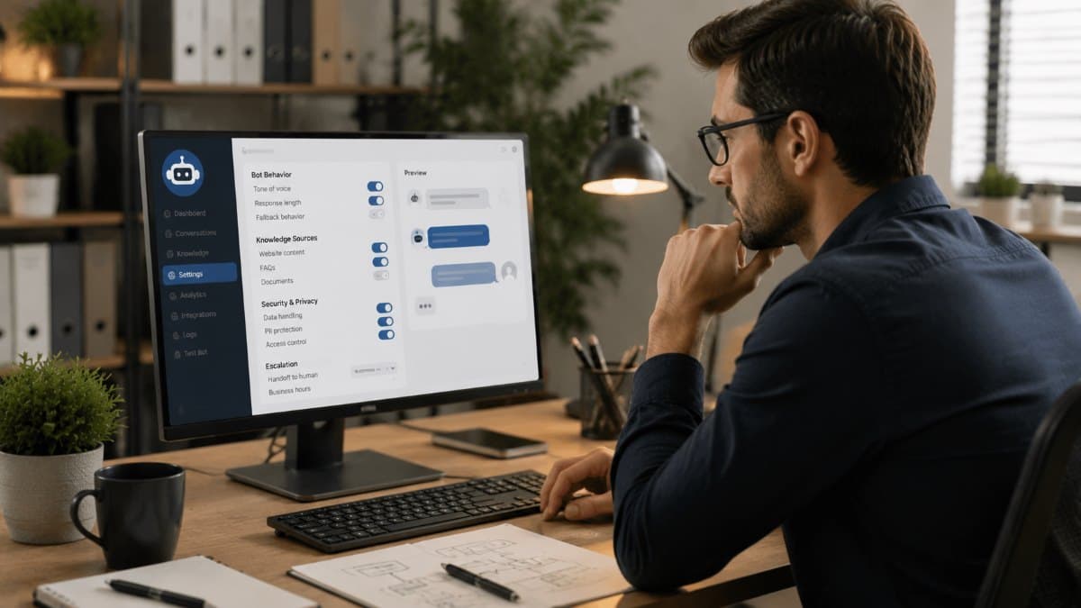 professional configuring chatbot security settings