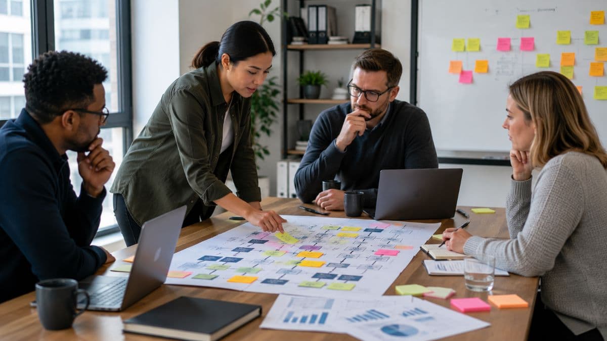 Team identifying cybersecurity gaps during planning session