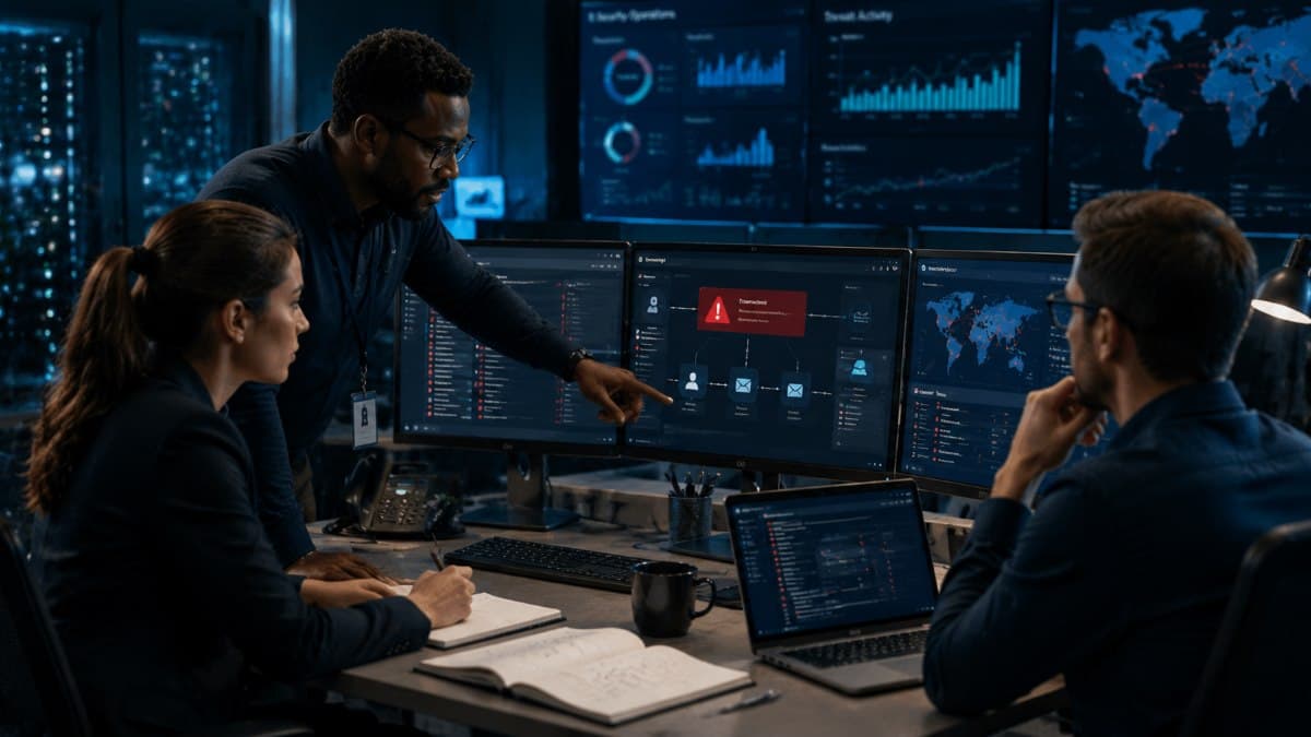 Cybersecurity team responding to security incident
