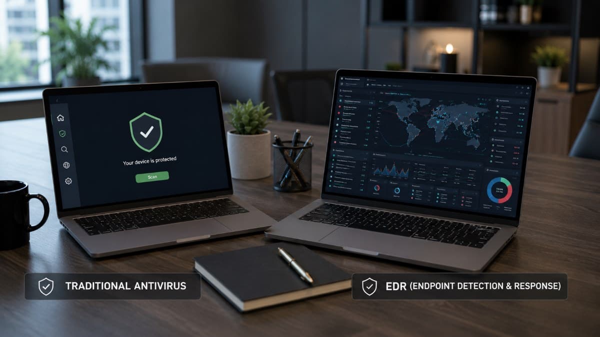 Comparing traditional antivirus with modern EDR protection