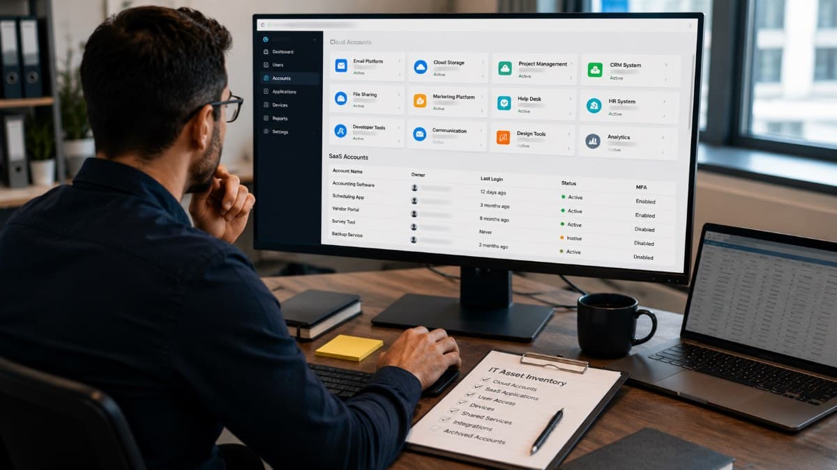 IT specialist reviewing forgotten cloud accounts