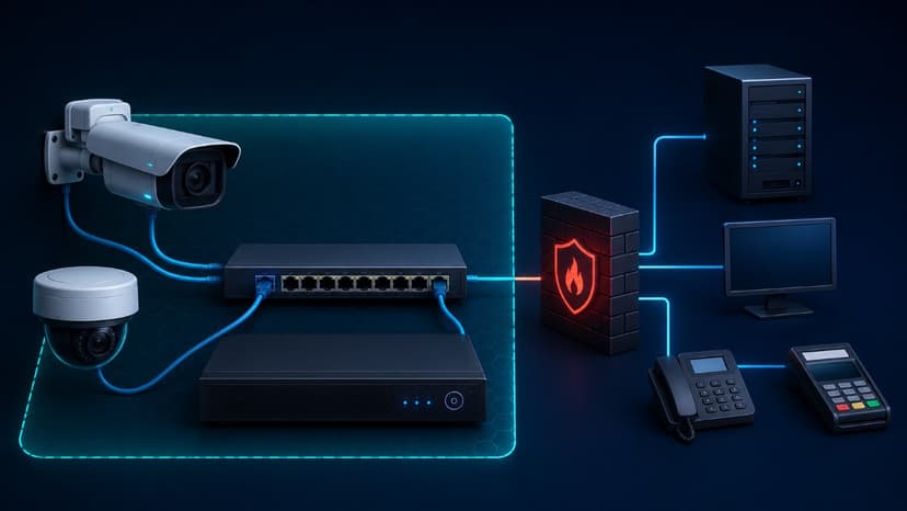 Secure IP camera network infrastructure illustration