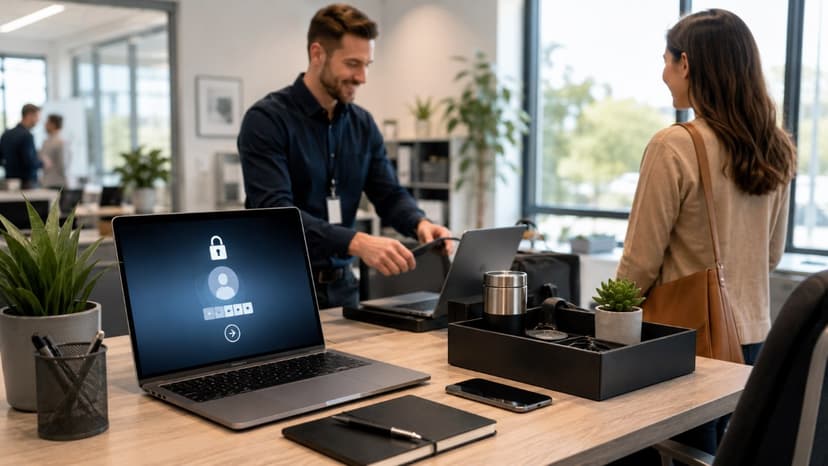 Professional IT onboarding workspace ready for employee