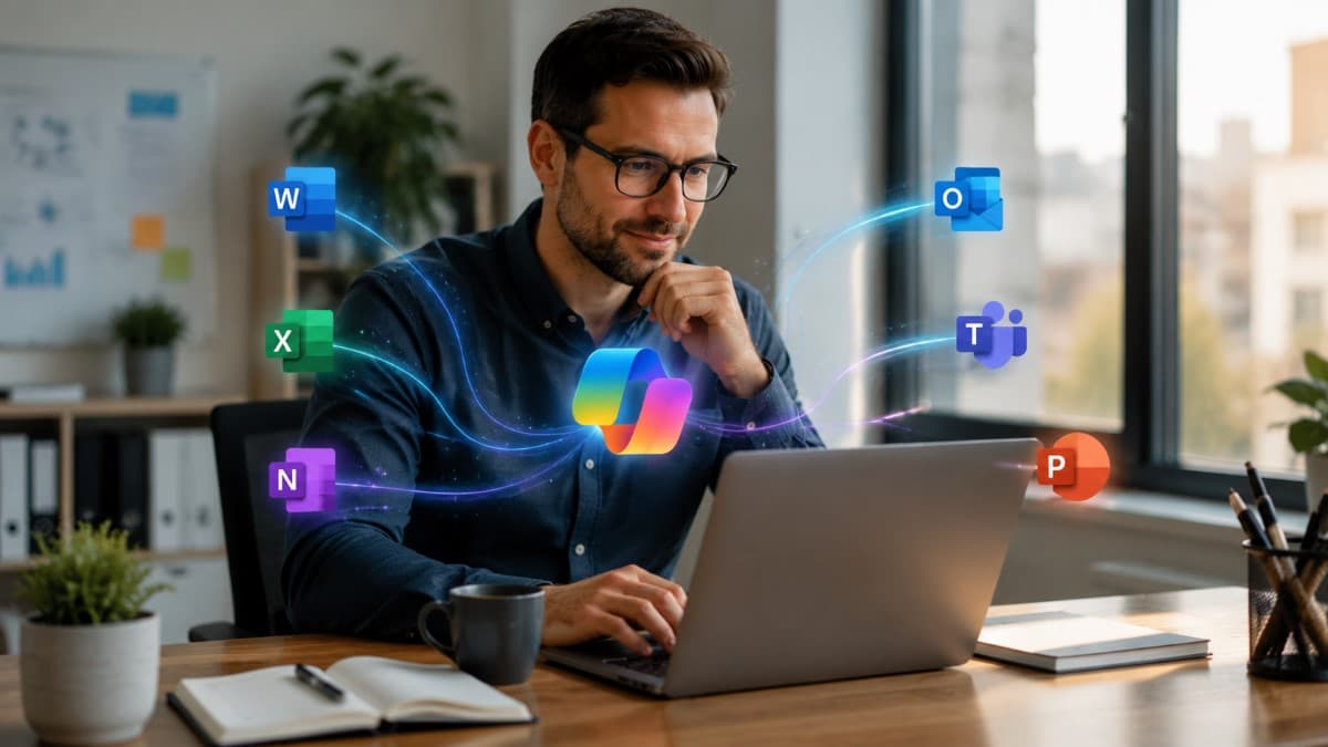 professional using Microsoft 365 Copilot assistant