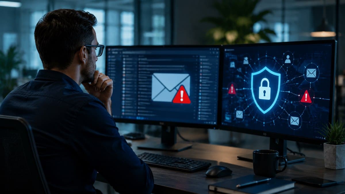 Cybersecurity analyst monitoring phishing threats
