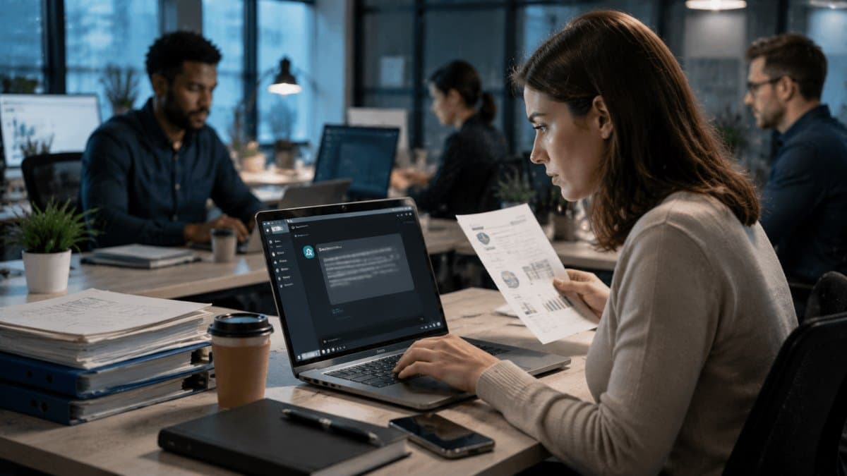 Employee using AI tools with confidential documents
