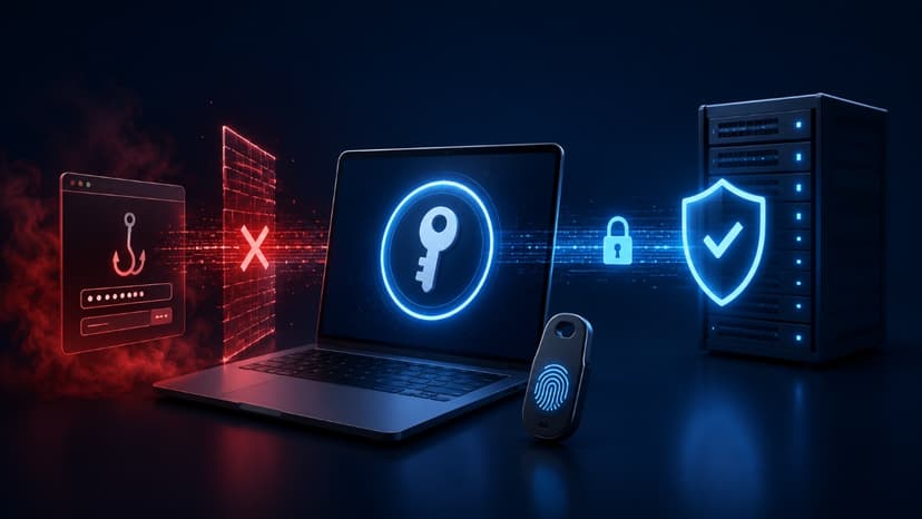 Passkey authentication blocking phishing attacks