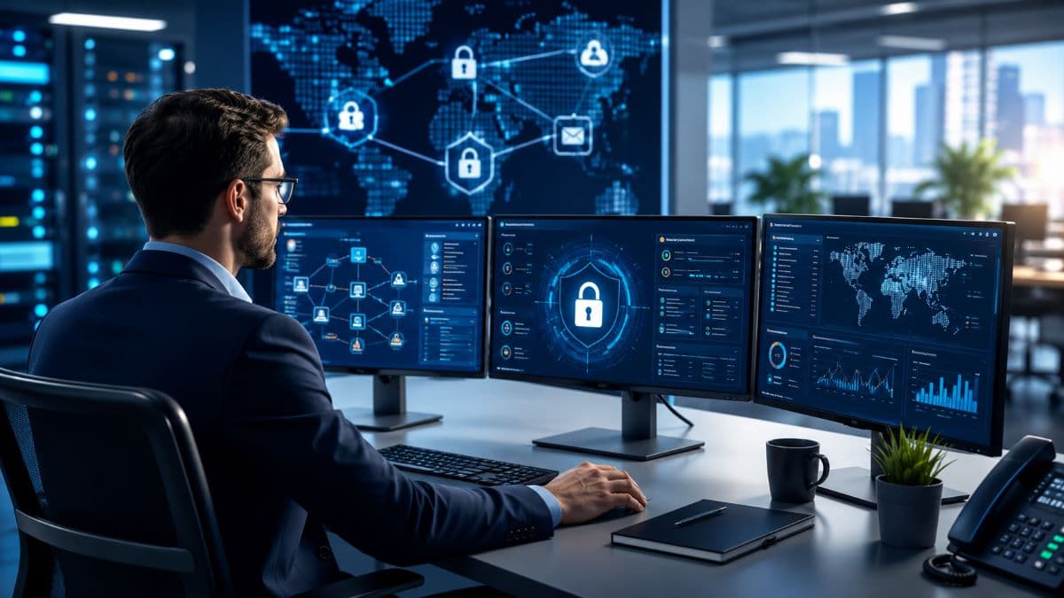 Cybersecurity administrator managing privileged access securely