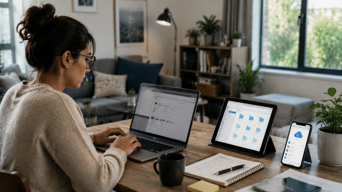 Remote worker using multiple devices at home