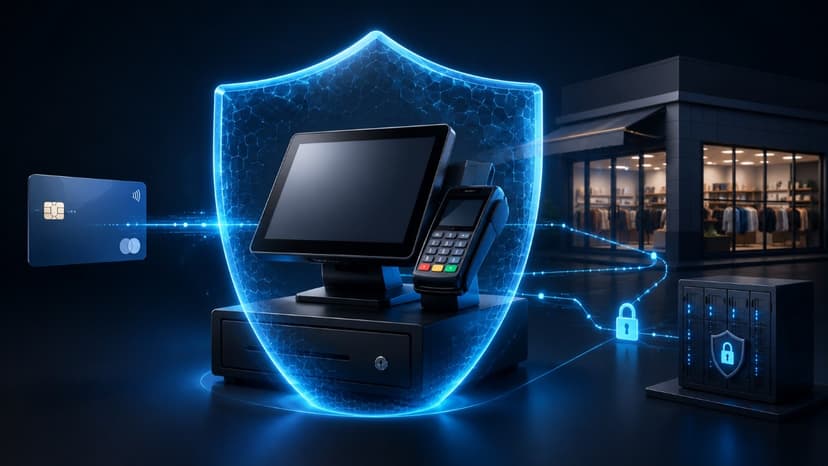 Secure retail point-of-sale terminal protected by a digital cybersecurity shield