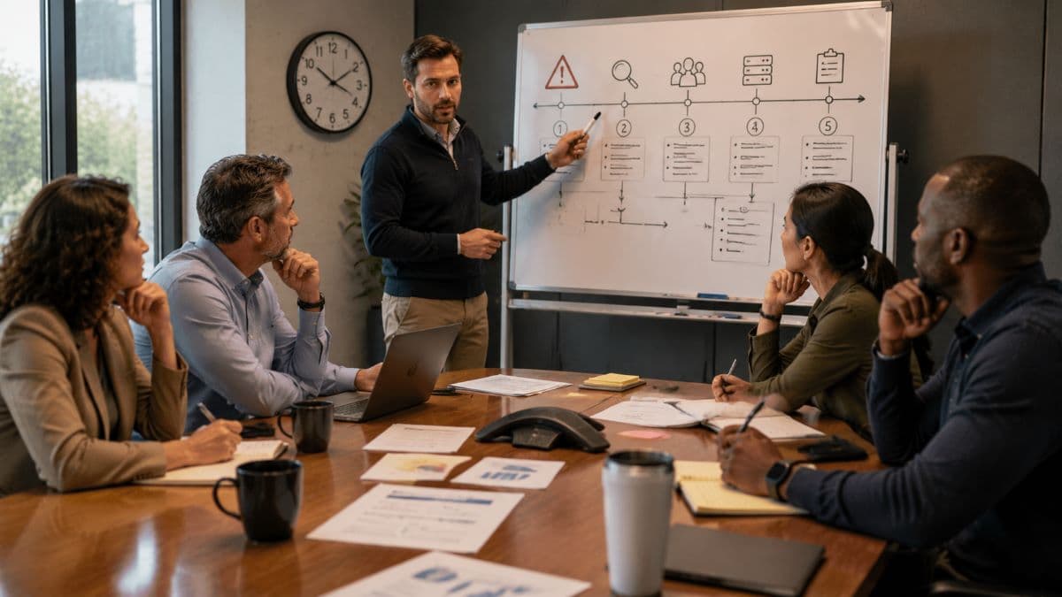 professionals planning cybersecurity response workshop