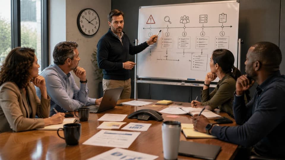 professionals planning cybersecurity response workshop