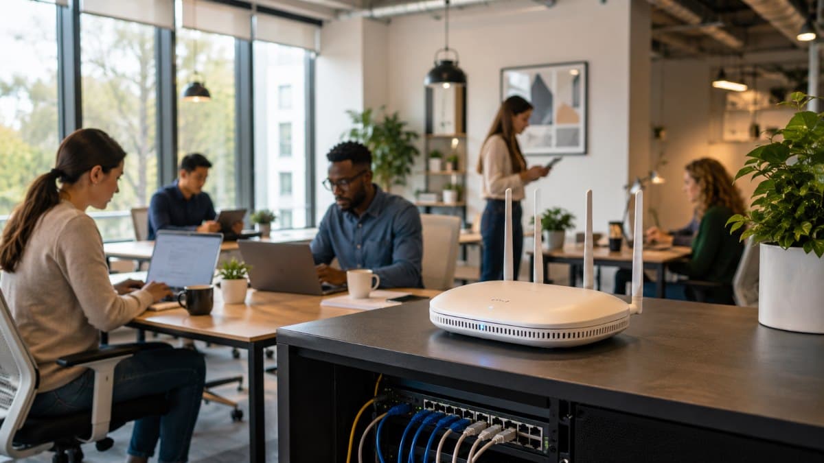 Secure office wireless network protecting business operations