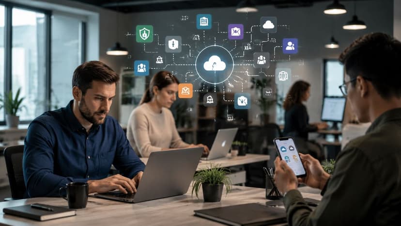 Modern office showing hidden technology usage