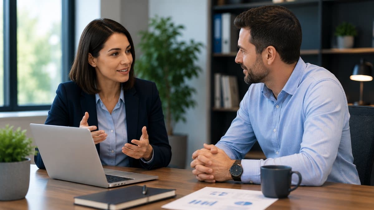 Small business cybersecurity consultation with advisor