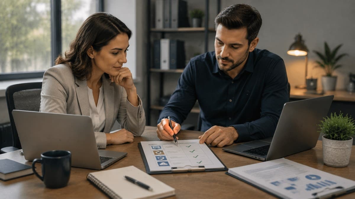 Business team planning technology migration strategy