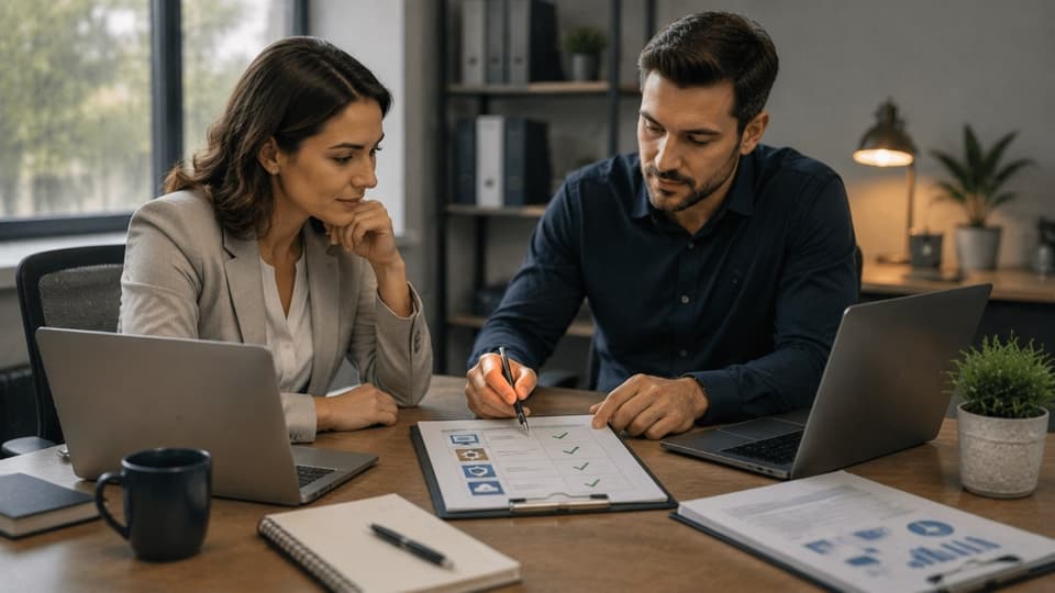 Business team planning technology migration strategy