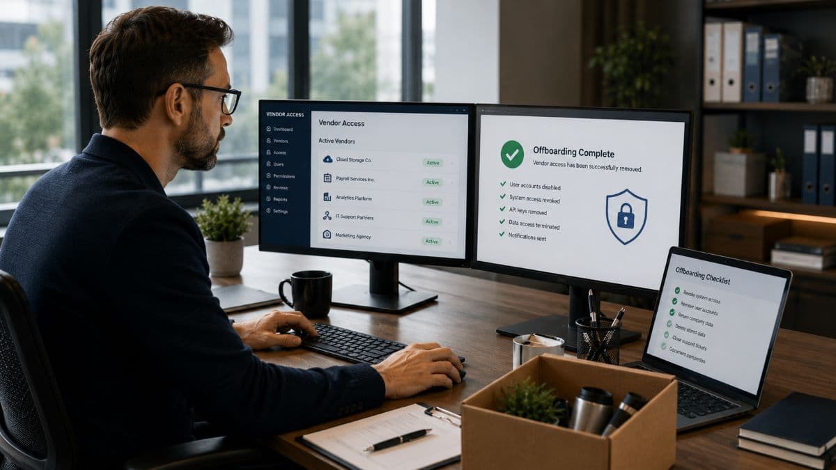IT administrator securely removing vendor system access