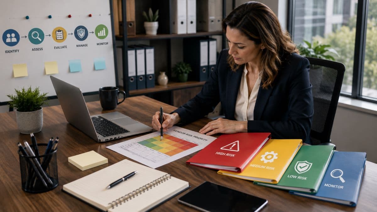 Business consultant organizing vendor risk management process