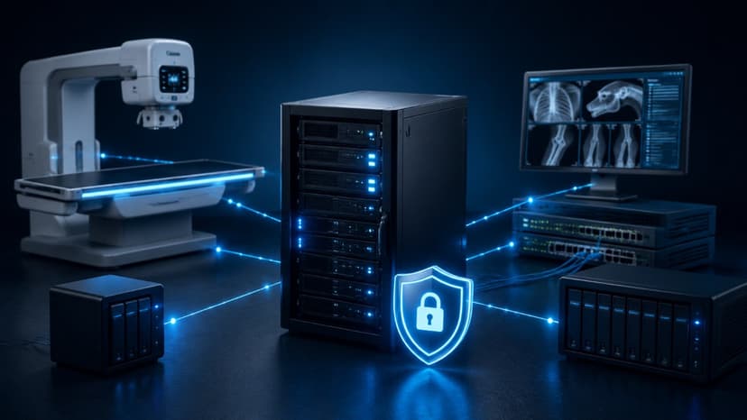 Veterinary practice IT infrastructure with secure data systems