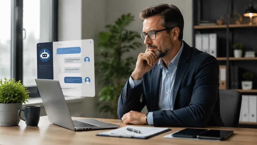 business owner evaluating website chatbot