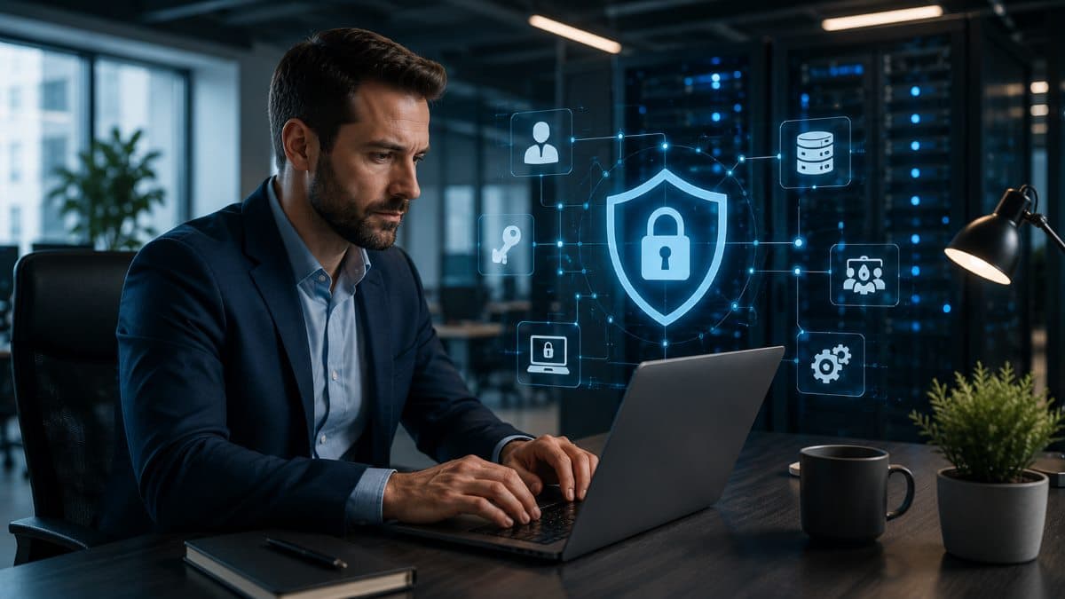 Administrator managing enterprise privileged access securely
