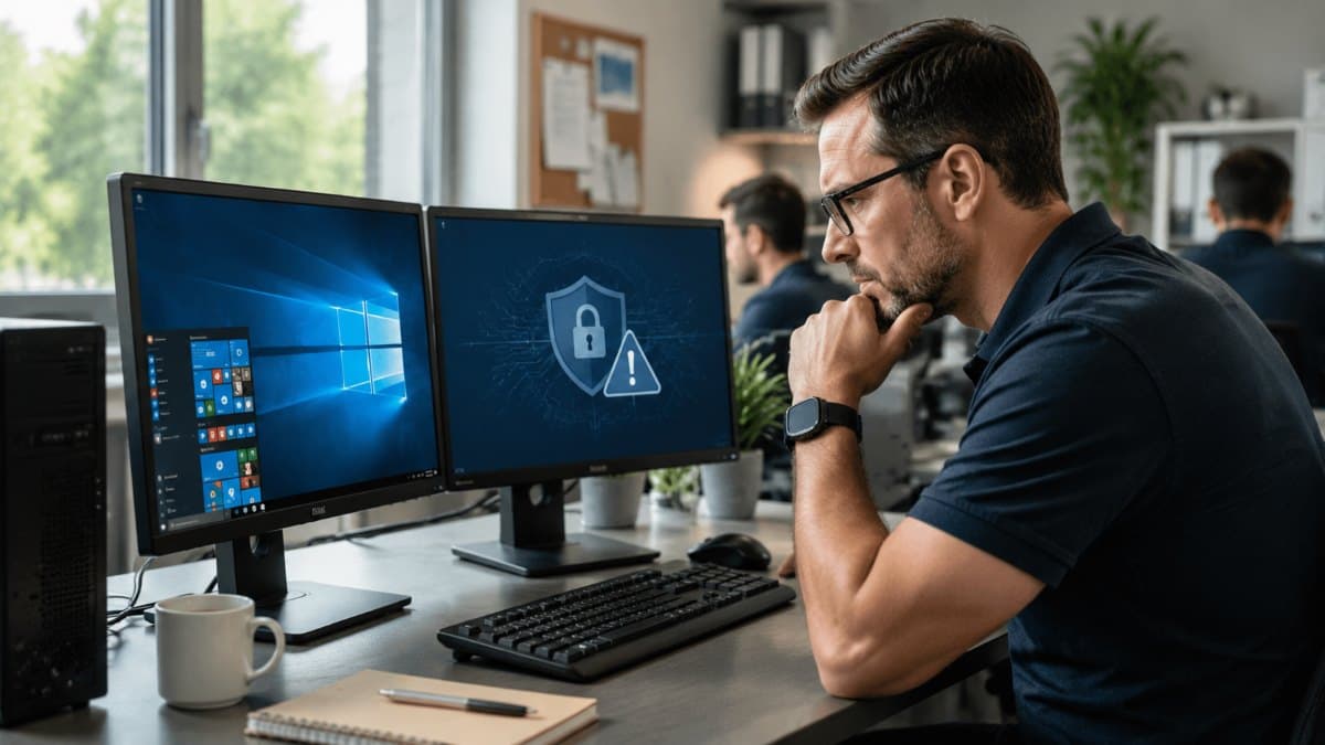 IT specialist reviewing unsupported Windows system