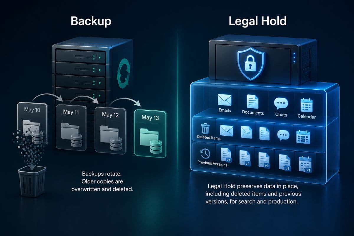 Backup rotation compared with legal hold