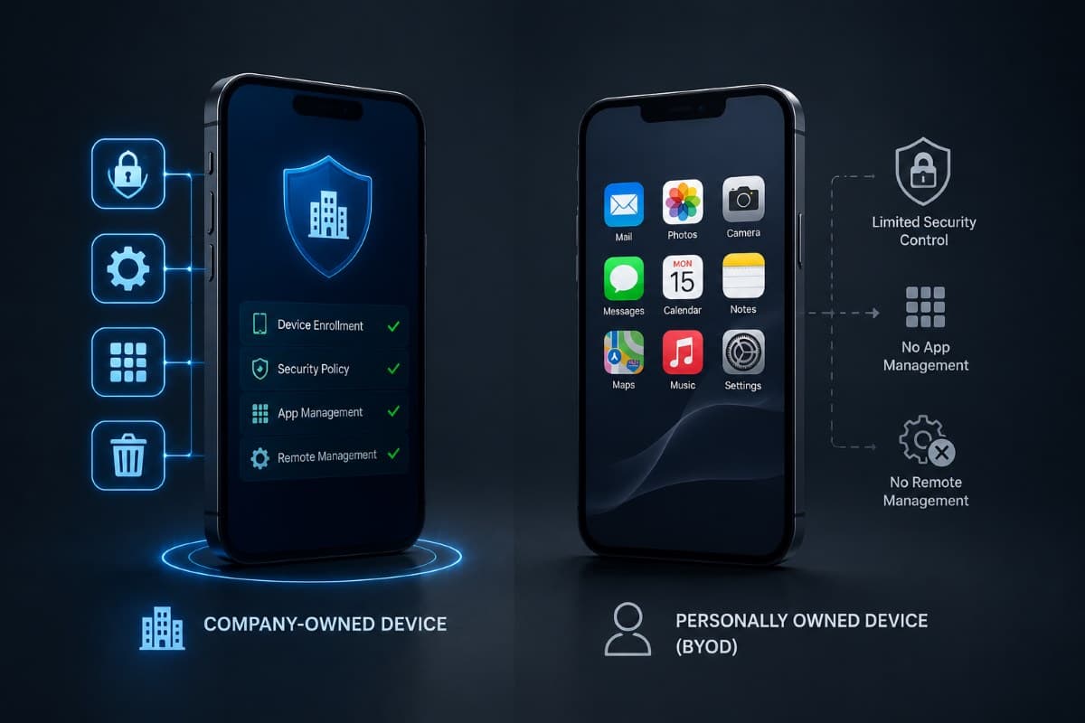 Comparison of company-owned and BYOD mobile devices