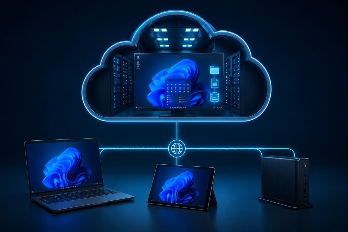 Cloud desktop connects multiple endpoint devices