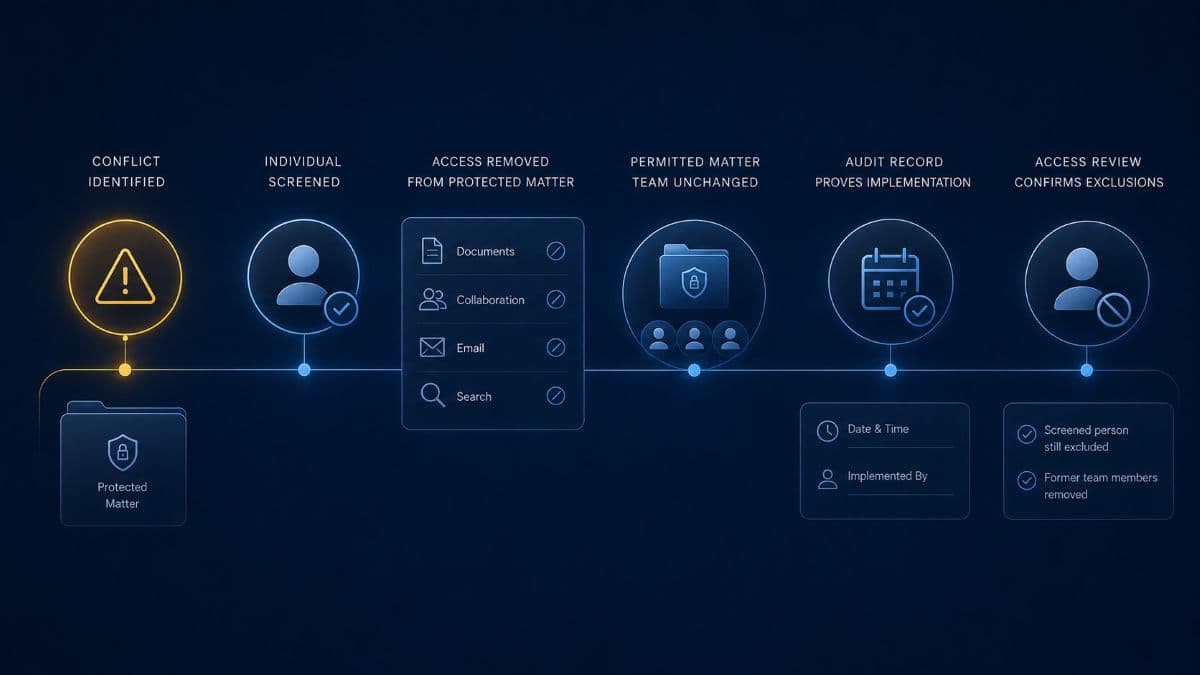 Ethical wall access restriction workflow