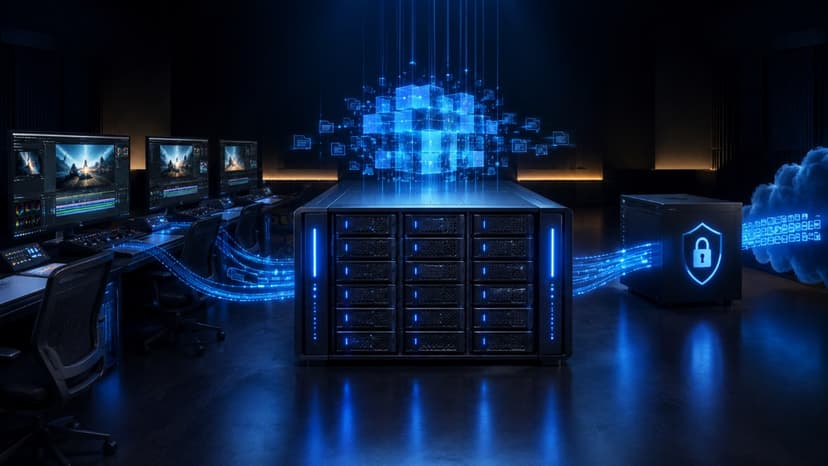 Media production IT infrastructure with secure storage