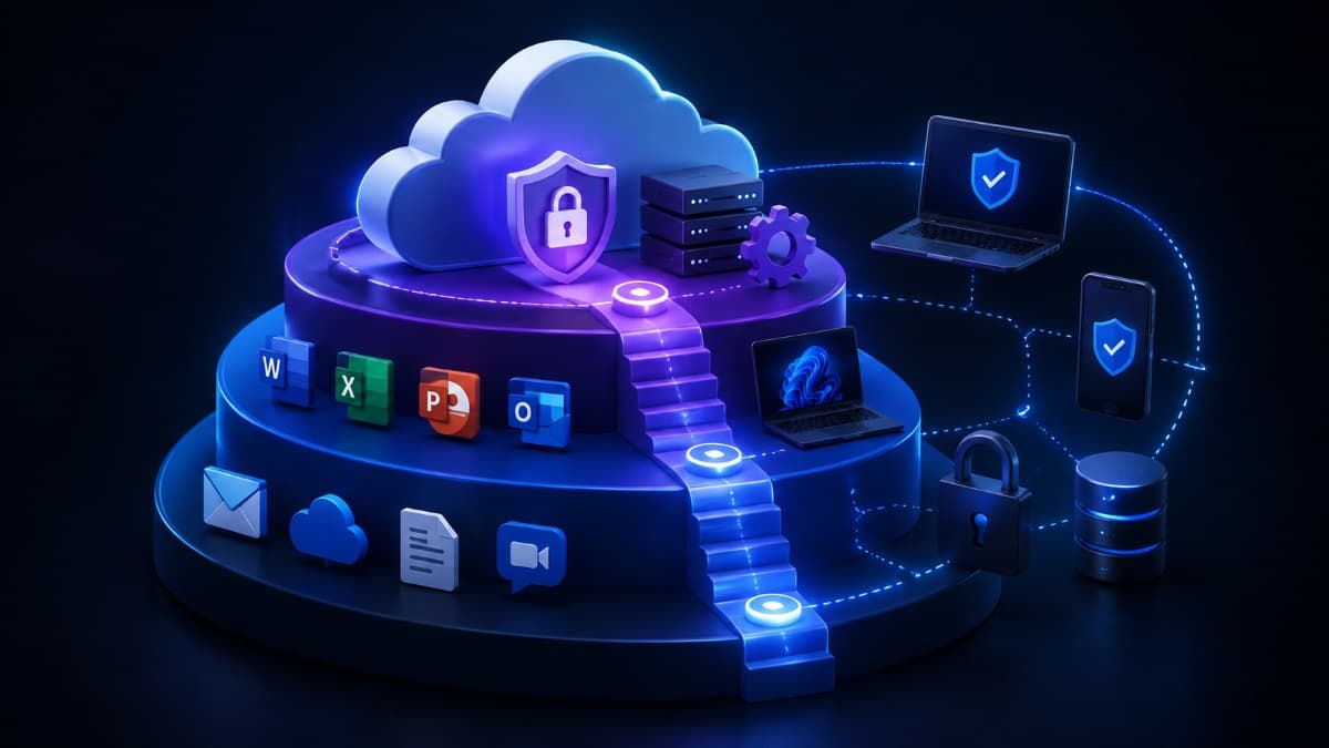 Microsoft 365 cloud plans with security layers