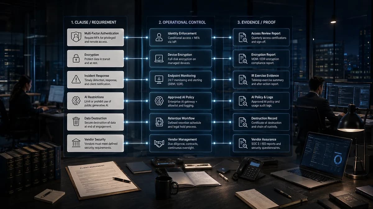 Clauses mapped to controls and evidence