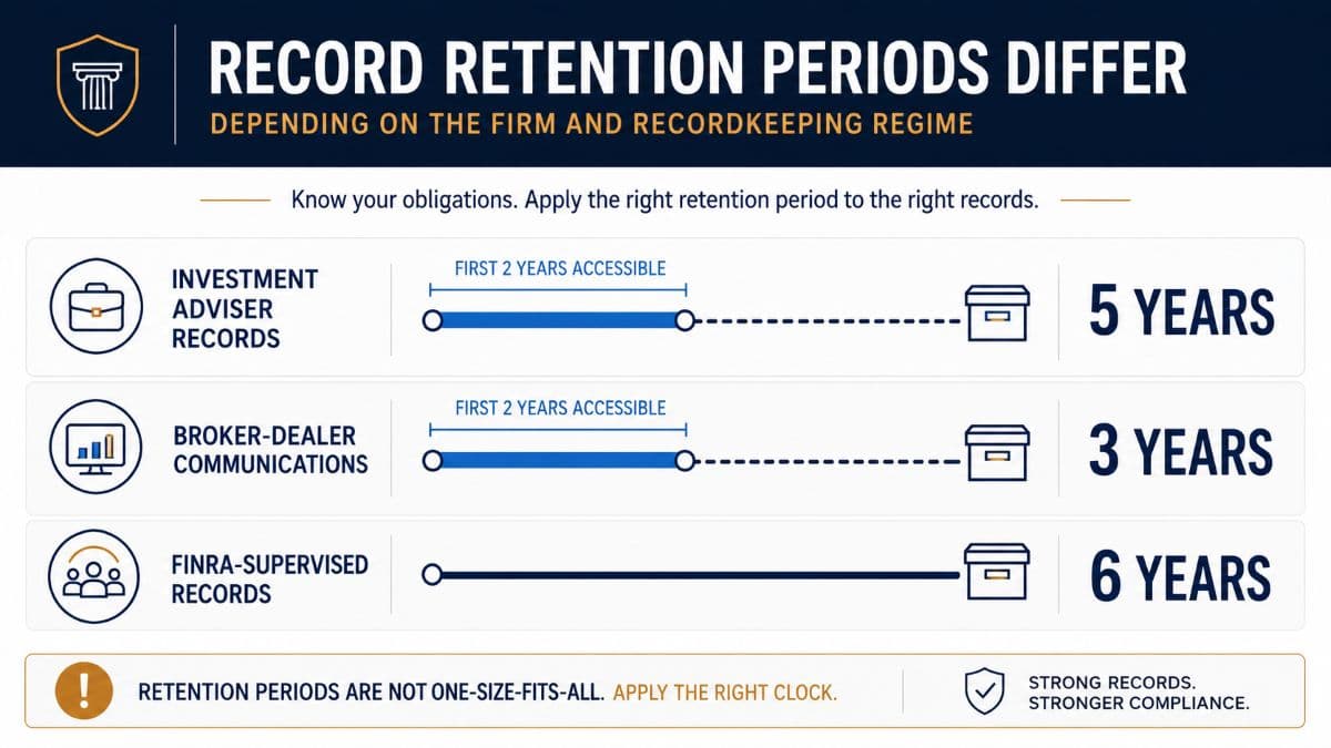 Financial communications recordkeeping retention timelines