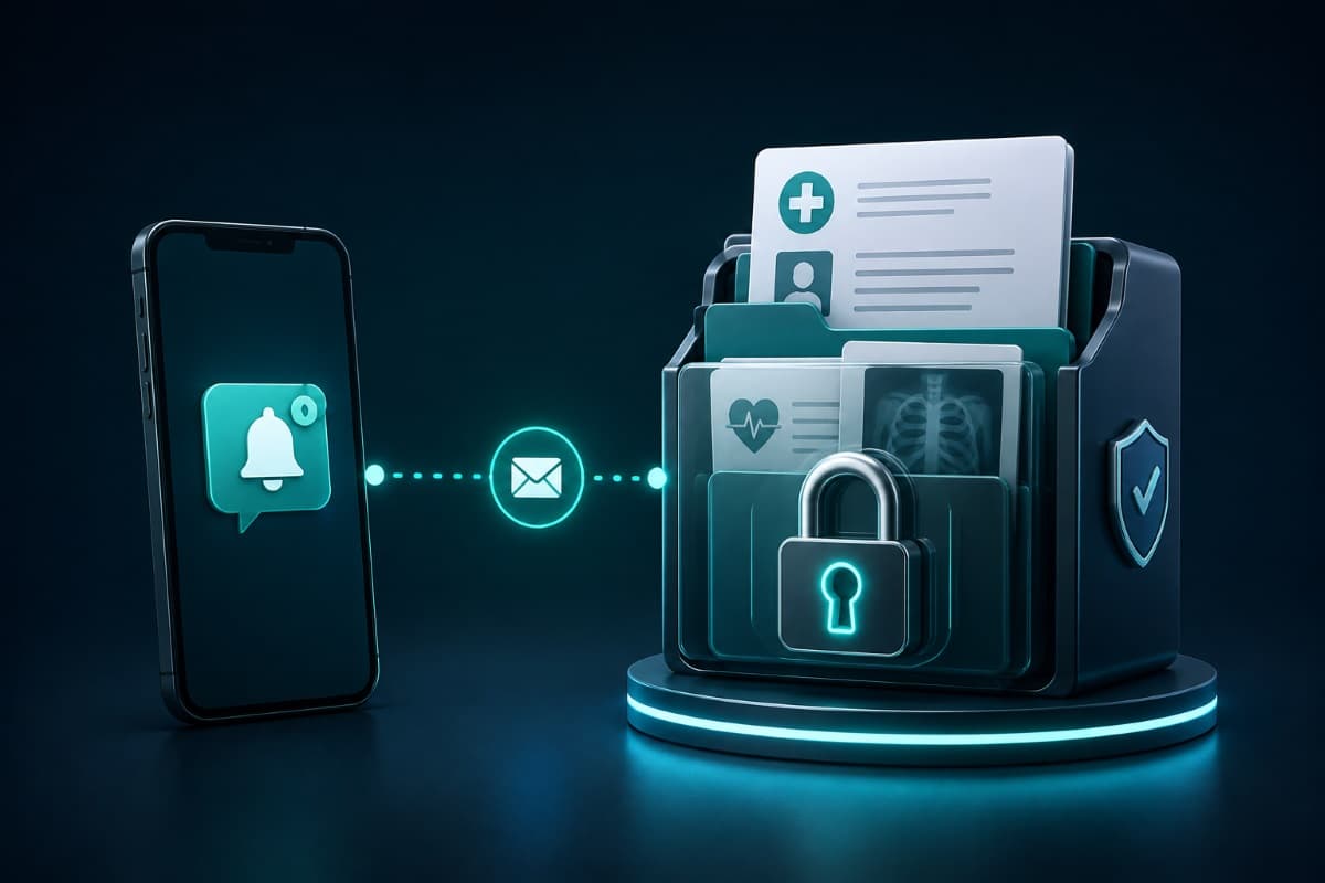 Patient notification connects to secure medical portal