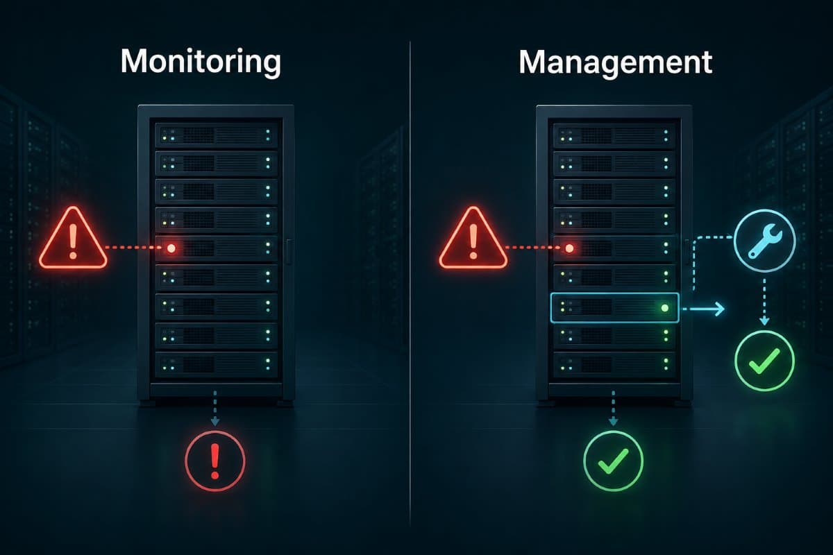 Server monitoring compared with active issue management