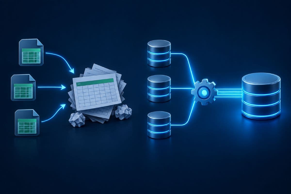 Manual spreadsheets compared with automated reporting workflow