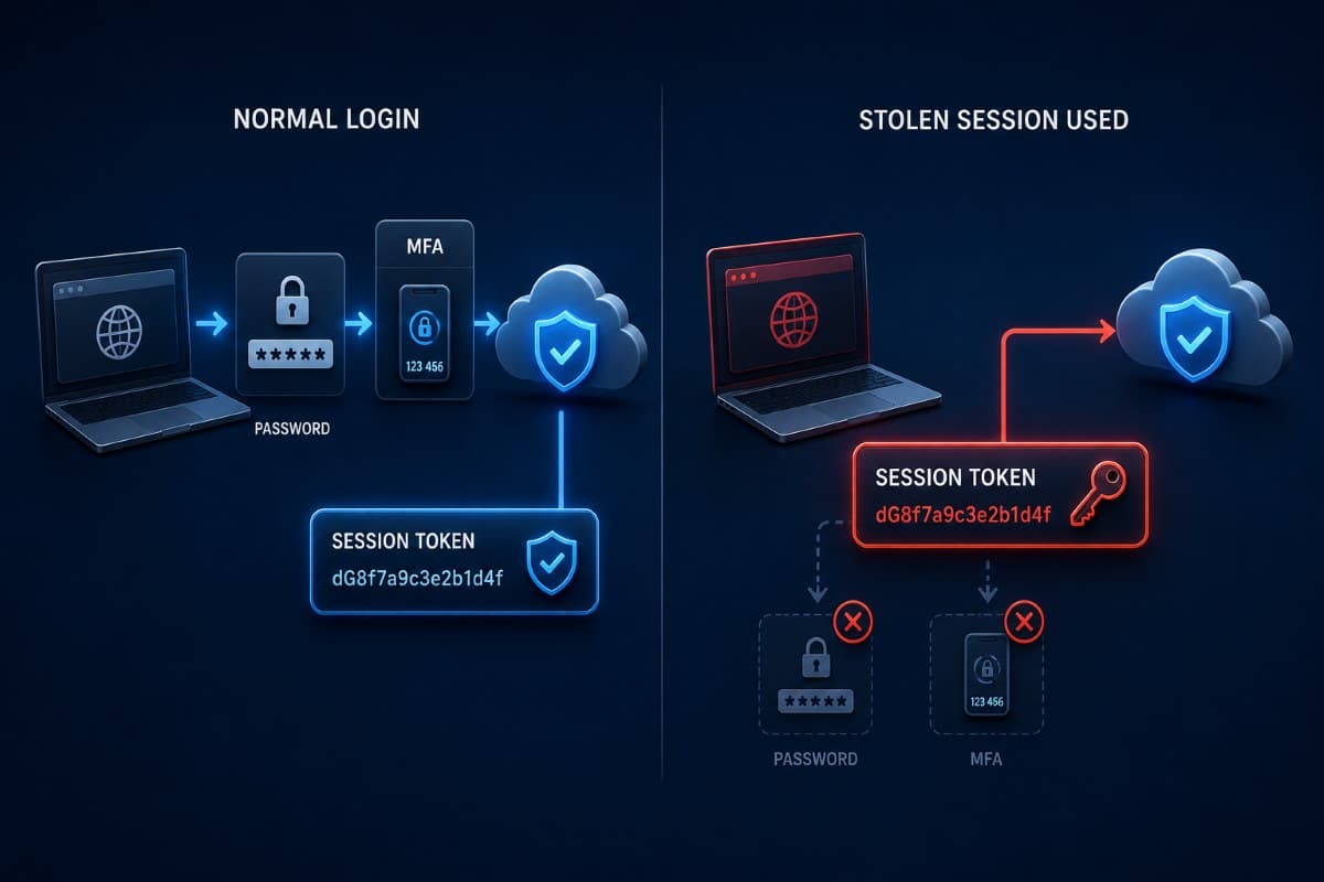 Stolen session token bypasses repeated MFA authentication