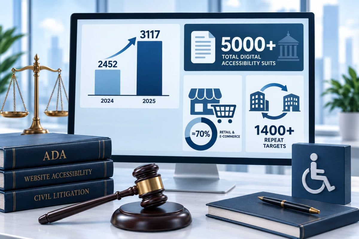 ADA website lawsuit statistics rising 2025