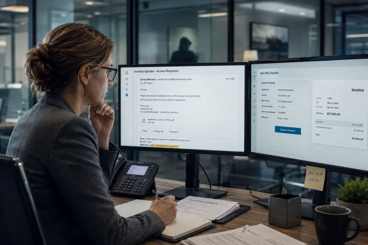 Invoice with changed bank details