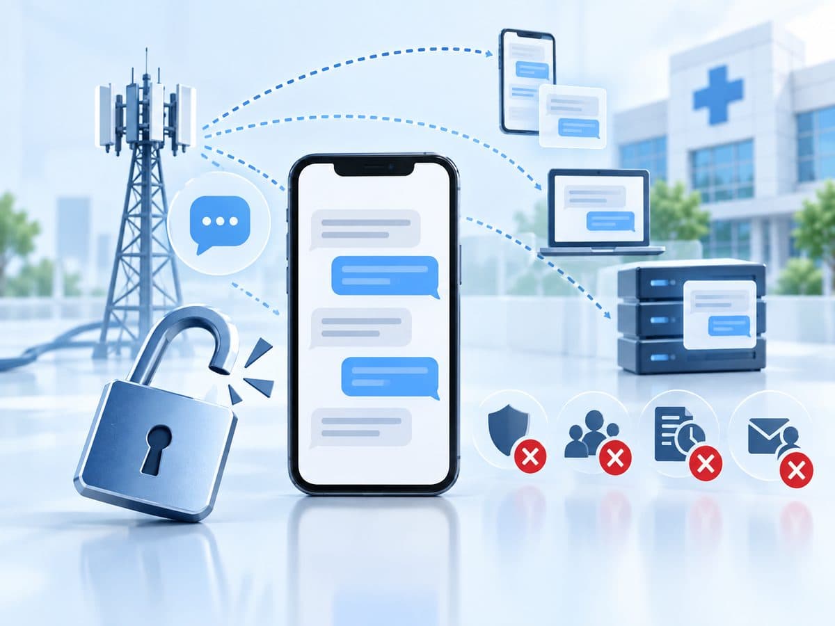 Unencrypted SMS path scattering message copies