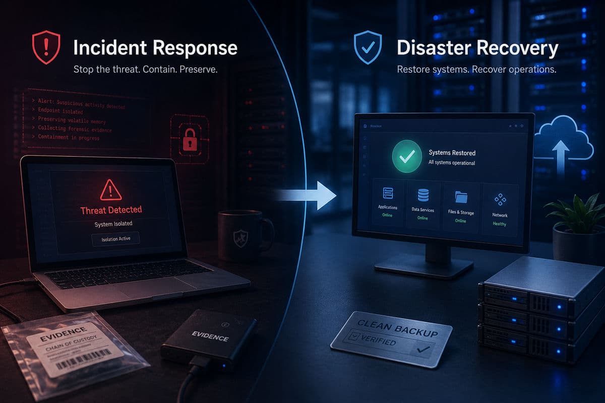 Incident response versus disaster recovery