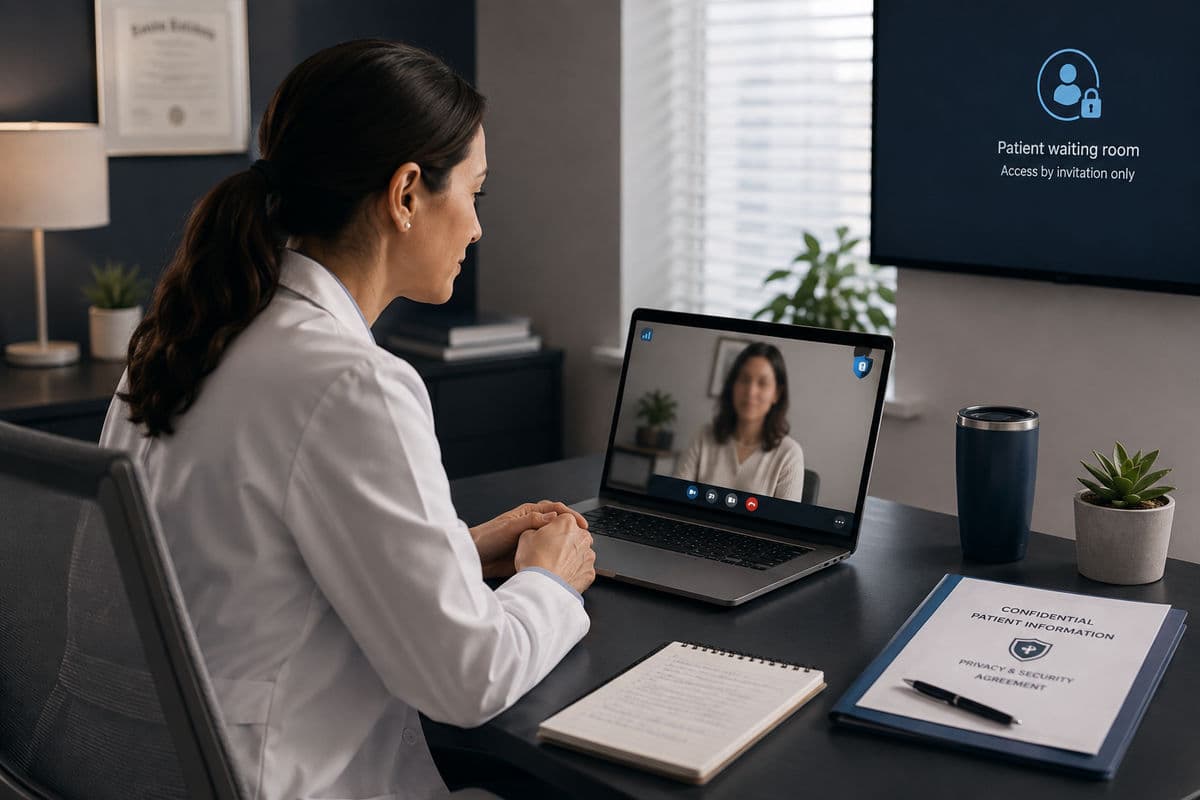 Clinician running secure telehealth visit