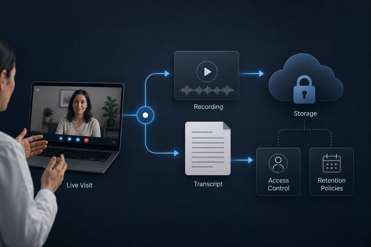 Telehealth recording storage and retention