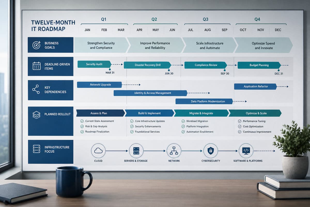 Twelve month IT roadmap board