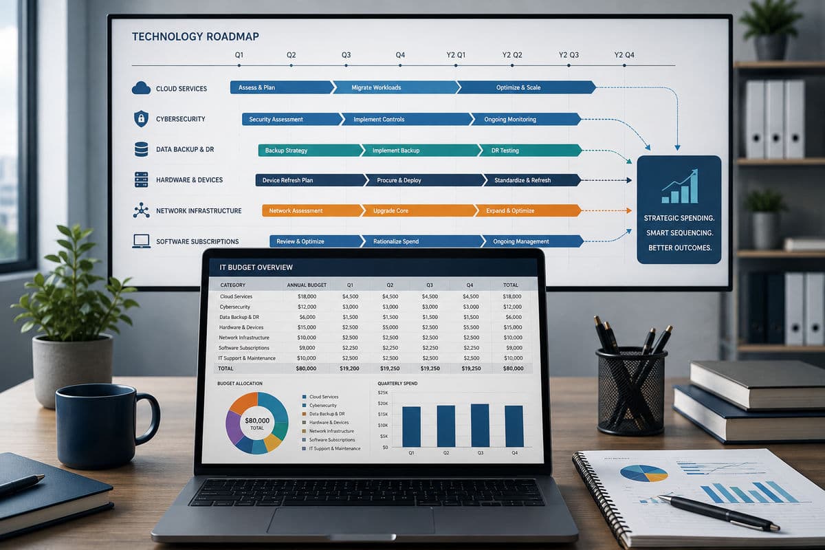 Technology roadmap with budget charts
