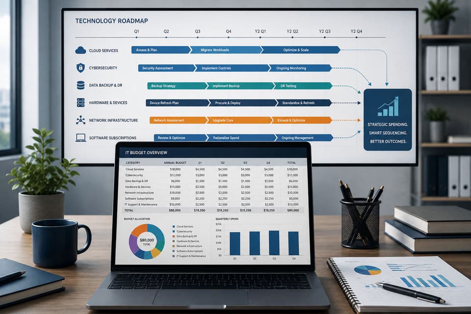 Technology roadmap with budget charts